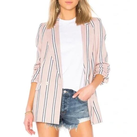 Free People Uptown Girl Oversized Blazer in Pink‎ Stripes 100% Cotton, Small - Picture 2 of 15